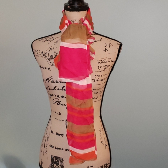 Jones New York Silk Striped Scarf Wrap - Picture 1 of 7